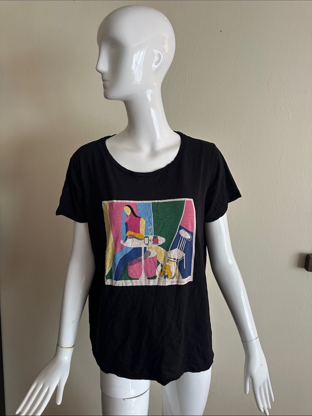 Simons Black Short-Sleeve Tee with Multicolor Graphic
